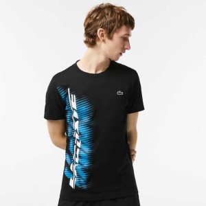 Lacoste SPORT Regular Fit T-Shirt with Contrast Branding Black | GAL-347068