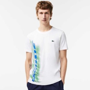 Lacoste SPORT Regular Fit T-Shirt with Contrast Branding White | JBI-364178