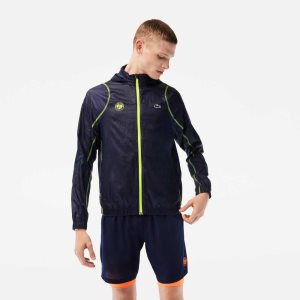 Lacoste SPORT Roland Garros Edition After-Match Jacket Navy Blue / Yellow | BZO-874920