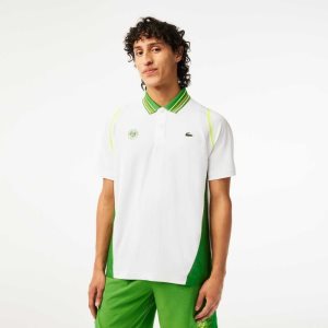 Lacoste SPORT Roland Garros Edition Ultra-Dry Two Tone Polo White / Green | DFT-350491