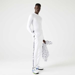 Lacoste SPORT Side Prints Tennis Trackpants White | PWL-360145