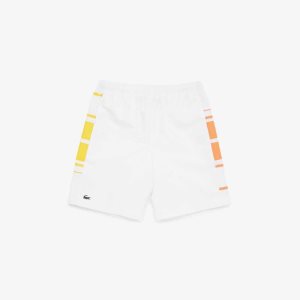 Lacoste SPORT Striped Shorts White / Yellow / Orange | RXP-634791