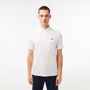 Lacoste SPORT Textured Breathable Golf Polo White | BOX-769480