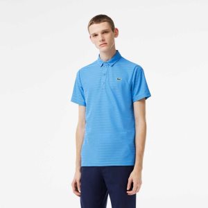 Lacoste SPORT Textured Breathable Golf Polo Blue | HWK-408763