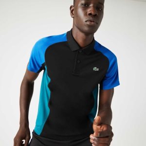 Lacoste SPORT Thermo-Regulating Pique Tennis Polo Black / Blue / Black / Green | HYK-905174