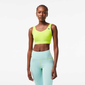 Lacoste SPORT Ultra-Dry Recycled Polyester Sports Bra Yellow / Green | LCZ-173980