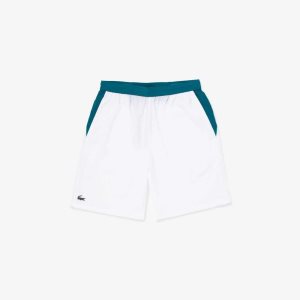 Lacoste SPORT x Novak Djokovic Color-Block Shorts White / Green | KMZ-387516