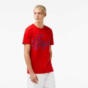 Lacoste SPORT x Novak Djokovic Printed T-Shirt Red | KWZ-810976