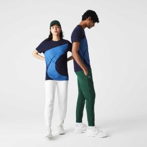 Lacoste SPORT x Theo Curin Graphic Jersey T-Shirt Navy Blue / Blue / White | HGN-317462