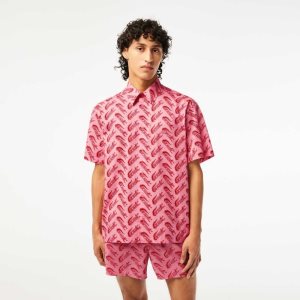 Lacoste Short Sleeve Vintage Print Shirt Red / White | KVG-217360