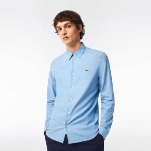 Lacoste Slim Fit Cotton Chambray Shirt Blue / White | INR-870245