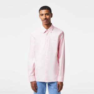 Lacoste Slim Fit French Collar Cotton Poplin Shirt Light Pink | QJE-472835