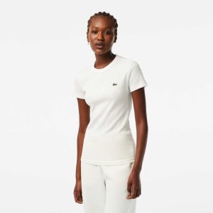 Lacoste Slim Fit Organic Cotton T-Shirt White | NAE-341502