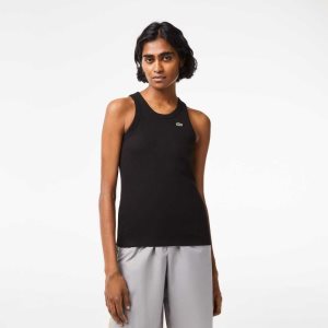 Lacoste Slim Fit Organic Cotton Tank Top Black | UZA-870145