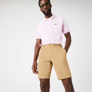 Lacoste Slim Fit Stretch Cotton Bermuda Shorts Beige | BPY-513940