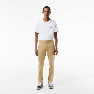 Lacoste Slim Fit Stretch Cotton Chinos Beige | PRI-831426