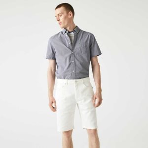 Lacoste Slim Fit Stretch Cotton Denim Bermuda Shorts White | JGE-937816