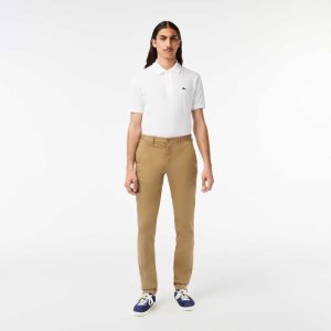 Lacoste Slim Fit Stretch Cotton Pants Beige | RLE-798104