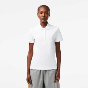 Lacoste Slim Fit Stretch Cotton Pique Polo White | KAD-531496