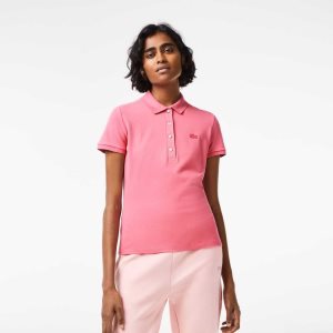 Lacoste Slim Fit Stretch Cotton Pique Polo Pink | OXW-716308