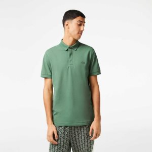 Lacoste Smart Paris Polo Stretch Cotton Khaki Green | LBJ-469217