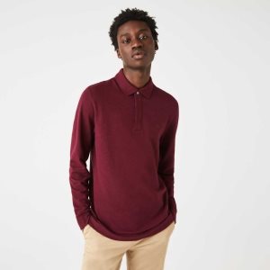 Lacoste Smart Paris long sleeve stretch cotton Polo Bordeaux | GQI-680321