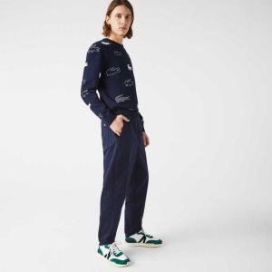 Lacoste Stretch Cotton Jogging Pants Navy Blue | HWE-382719