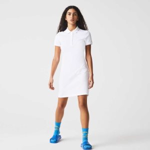 Lacoste Stretch Cotton Pique Polo Dress White | AUQ-498162