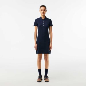 Lacoste Stretch Cotton Pique Polo Dress Navy Blue | ZPW-598120