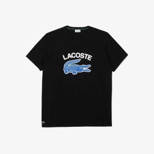 Lacoste Tall Fit Contrast Logo T-Shirt Black | ZAF-187296