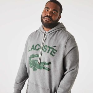 Lacoste Tall Fit Cotton Fleece Hoodie Grey Chine | TWZ-037918