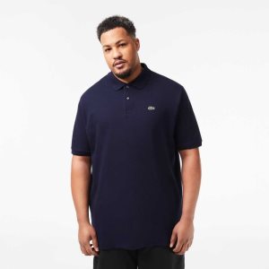 Lacoste Tall Fit Cotton Petit Pique Polo Navy Blue | BVU-069784