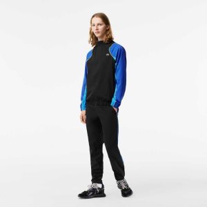 Lacoste Tennis High-Neck Jogger Set Black / Blue / Yellow | GUK-360915