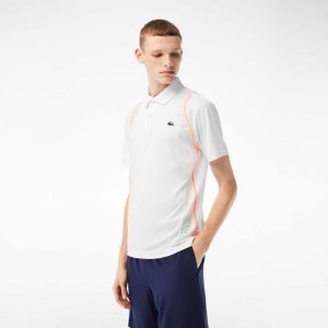 Lacoste Tennis Recycled Polyester Polo Shirt White / Orange | BCM-468571