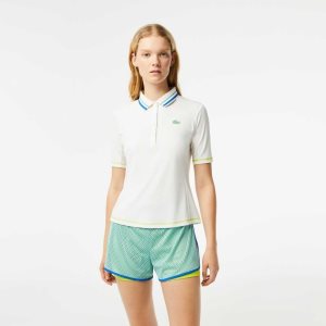 Lacoste Tennis Ultra-Dry Pique Polo White | CAR-368105