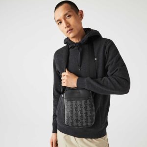 Lacoste The Blend Monogram Canvas Vertical Bag Monogram Noir Gris | YWV-026837