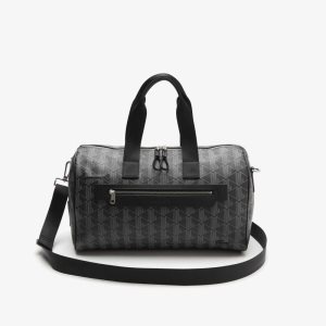 Lacoste The Blend Monogram Print Weekend Bag Monogram Noir Gris | ANU-986054