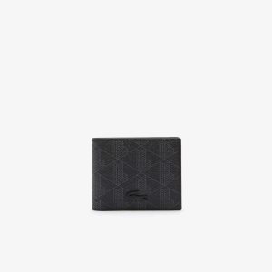 Lacoste The Blend Small Monogram Canvas Wallet Monogram Noir Gris | GSI-902386