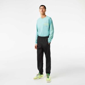 Lacoste Track Pants with GPS Coordinates Black | XTW-356947