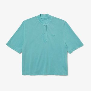 Lacoste Tunisian Neck Organic Cotton Pique T-Shirt Blue | NZX-701598