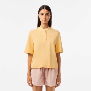 Lacoste Tunisian Neck Organic Cotton Pique T-Shirt Yellow | VAC-897603