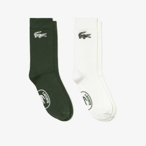 Lacoste Two-Pack French Made Organic Cotton Socks White / Green | MBK-671495