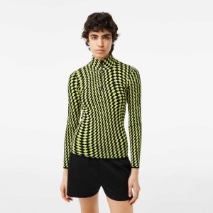 Lacoste Two-Tone Jacquard Zipped Sweater Black / Beige | SHG-641985