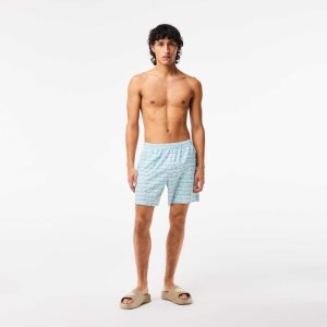 Lacoste Two-Tone Print Swim Trunks Green / Light Green | XPQ-341576