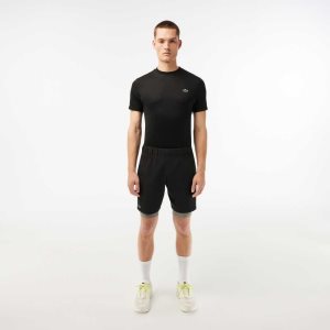 Lacoste Two-Tone SPORT Shorts with Built-in Undershorts Black / Grey Chine | TUJ-167280