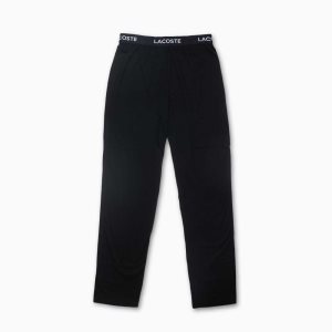 Lacoste Ultra-Soft Cotton Jersey Pajama Bottoms Black | TYP-835426