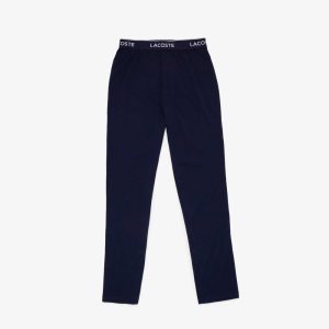 Lacoste Ultra-Soft Cotton Jersey Pajama Bottoms Navy Blue | XIW-619207