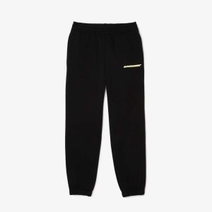 Lacoste Unbrushed Flannel Joggers Black | HXE-821035