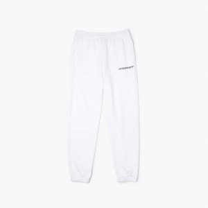 Lacoste Unbrushed Flannel Joggers White | UDY-869125