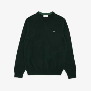 Lacoste V-neck Cotton Sweater Green | UIC-784195